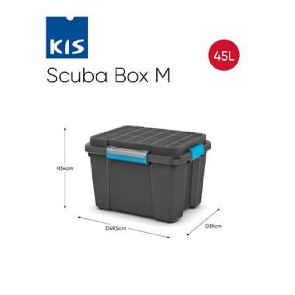 KIS Scuba box M - 45L - zwart/blauwe clips
