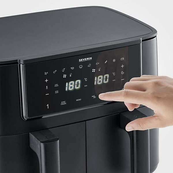 Friteuse Electriquea air chaud - SEVERIN - Airfryer FR2463 - Capacité 8 L - Double cuve - 10 programmes - 2600 W