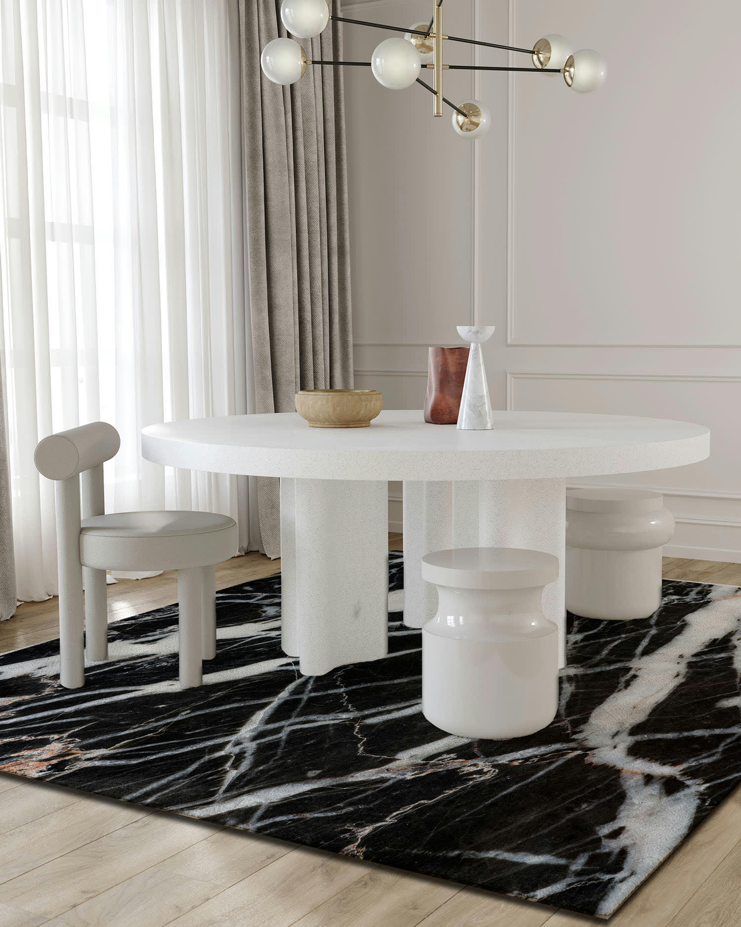 - Tapis vinyle marbre noir 80x300cm