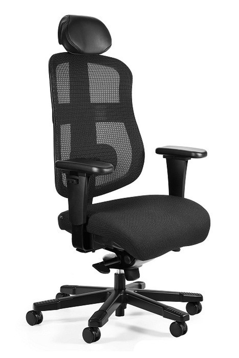 Fotel ergonomiczny Otto czarny skóra siatka tkanina