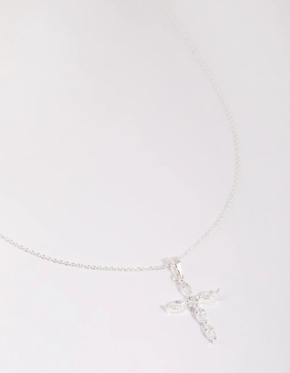 Sterling Silver Cubic Zirconia Cross Necklace