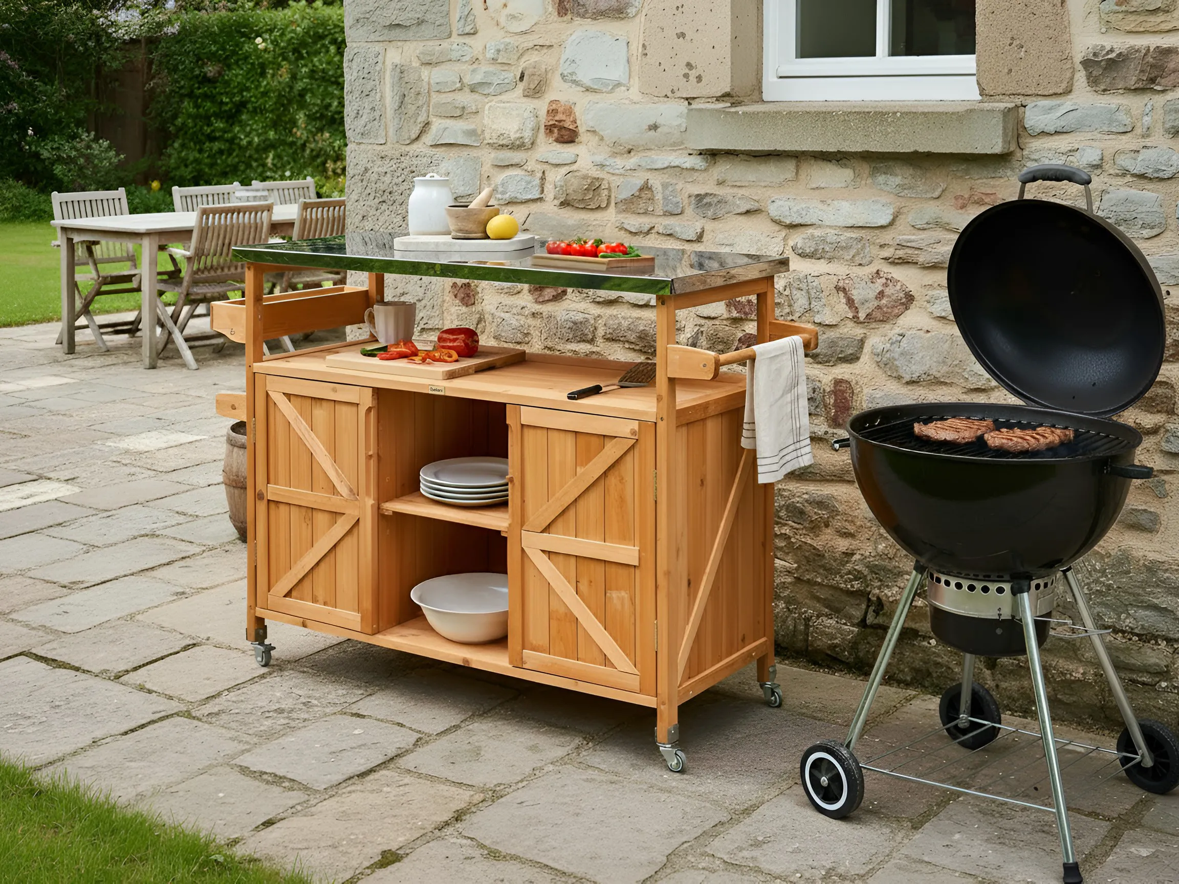 Outdoor Kitchen Island SCANNO Fir Wood Light Brown