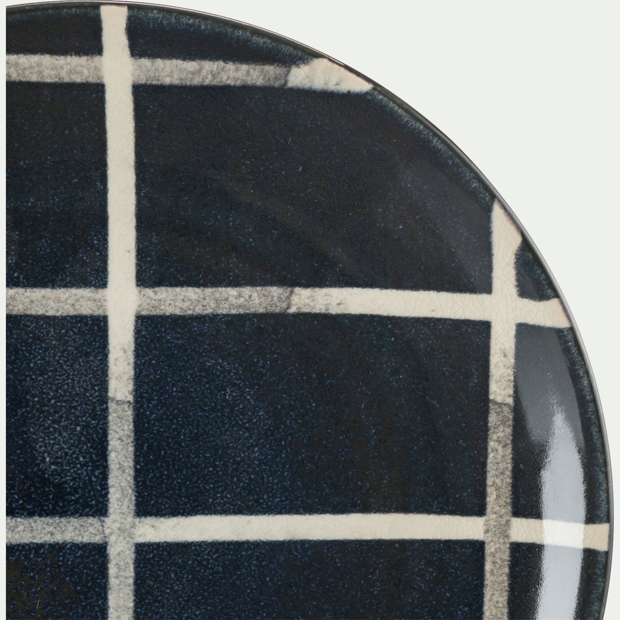 FRIA - Assiette à dessert rayée en grès D21,6cm - noir