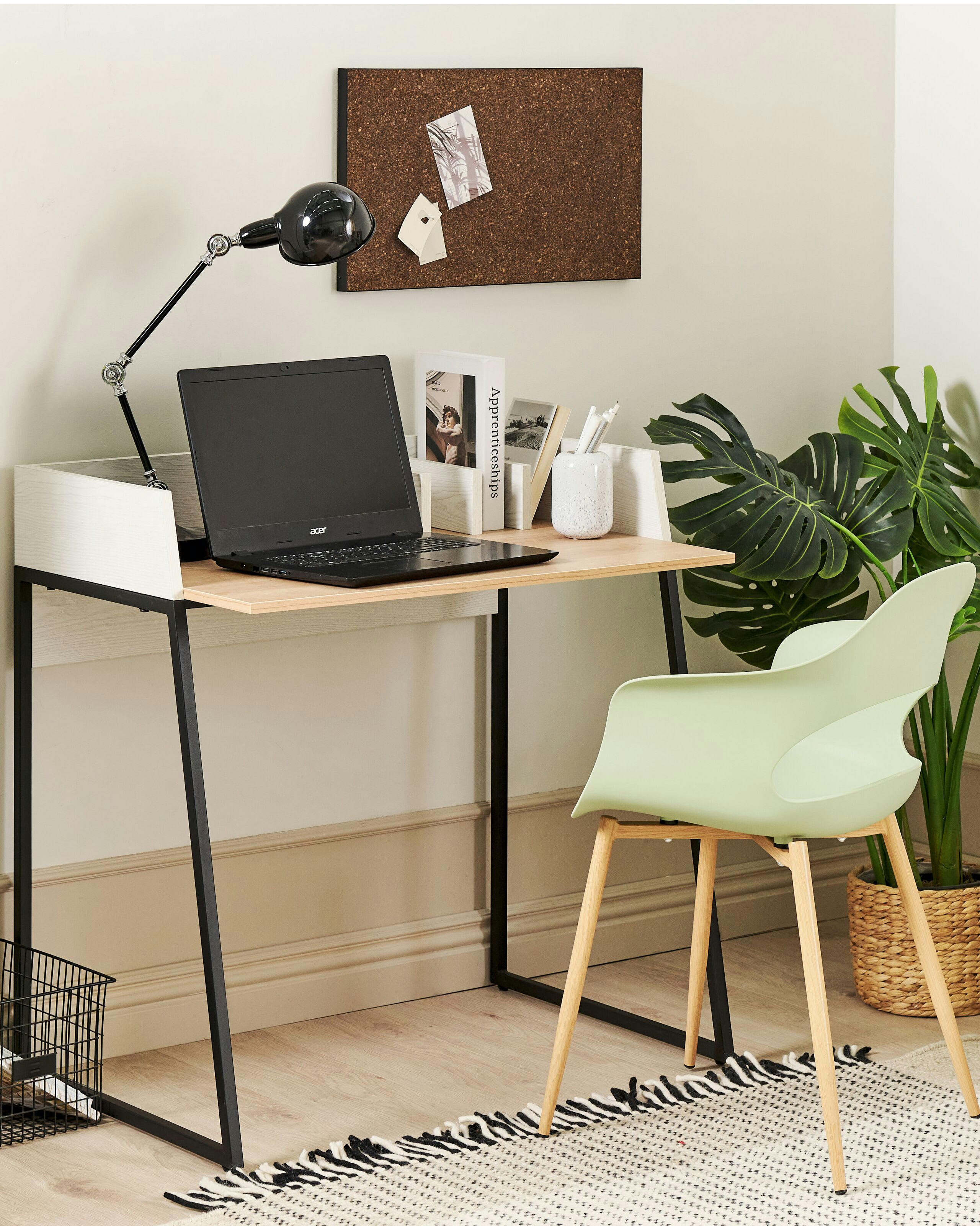 ANAH - Bureau bois clair et blanc cassé 90 x 60 cm