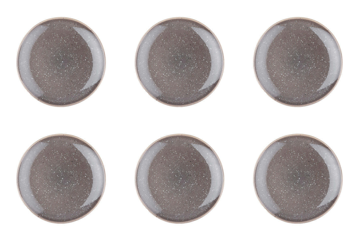REACTIV - Lot de 6 assiettes à dessert en grès gris D22