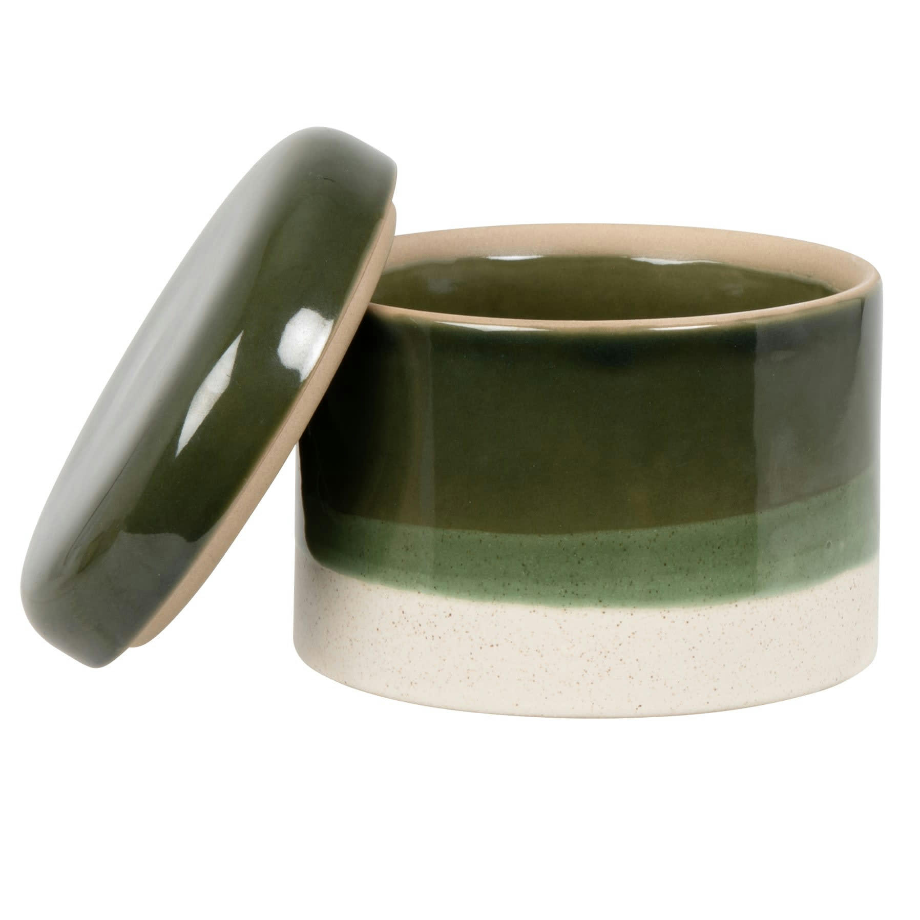 THEA - Boîte décorative en porcelaine blanche et verte