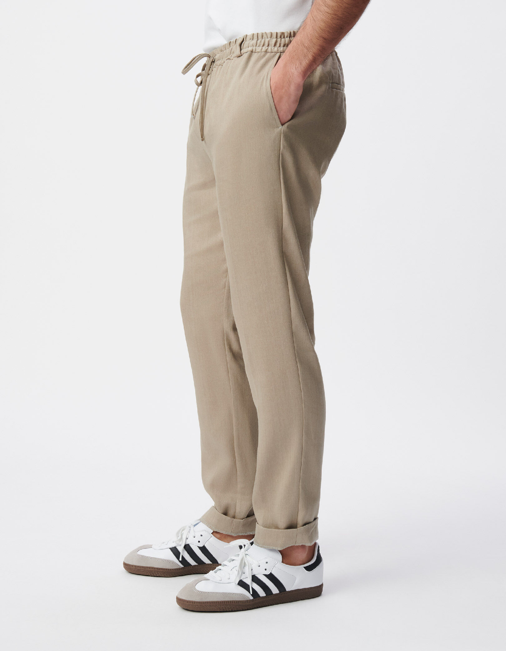 Jogpant de costume beige foncé lin mélangé Homme