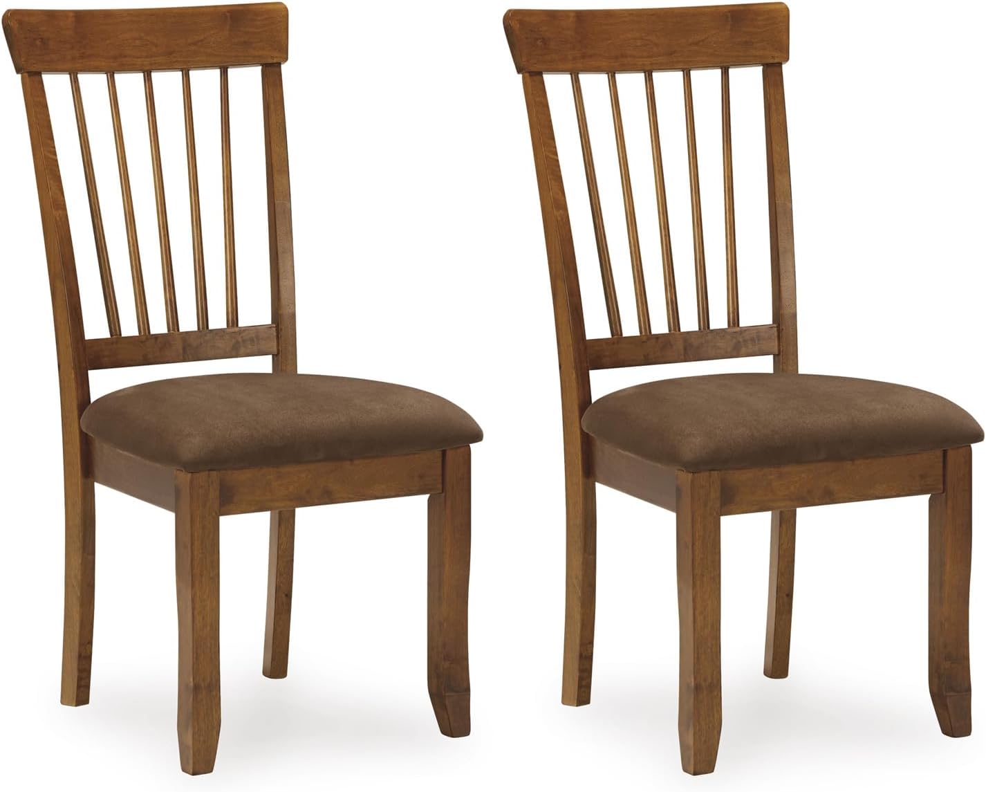 Signature Design by Ashley Berringer | Spindle Back 18 Dining Chairs (Set of 2) – Rustic Light Brown with Upholstered Cushioned Seat