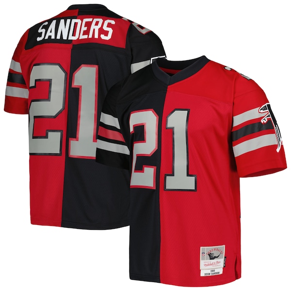Deion Sanders Atlanta Falcons 1989 Split Legacy Replica Jersey - Black/Red
