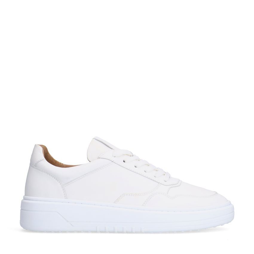 Manfield Witte leren sneakers