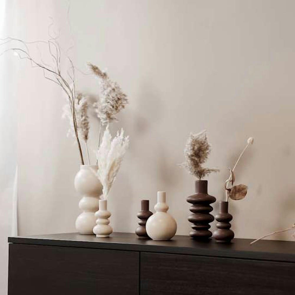 COMO - Vase en porcelaine beige H12,5cm