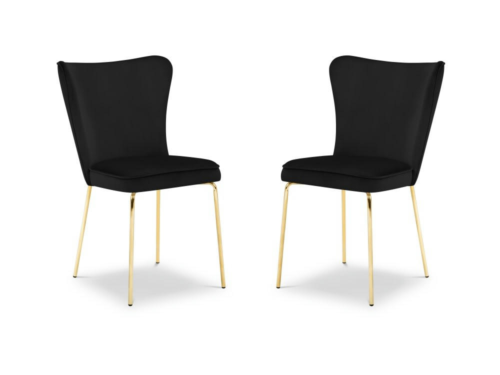 SILENE - Set de 2 chaises 1 place en velours noir