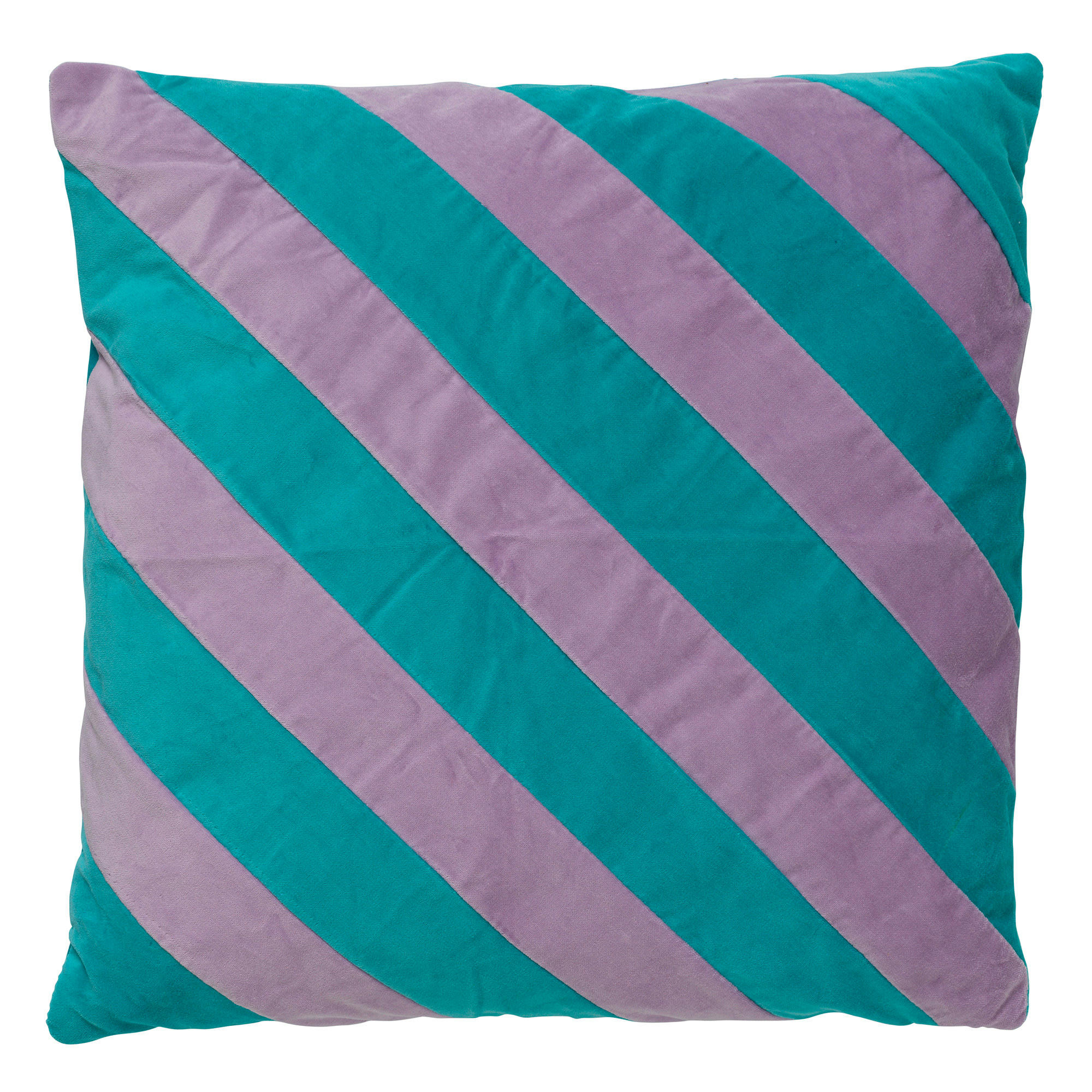 PEBBE - Housse de coussin bleu en velours-45x45 cm avec motif rayé