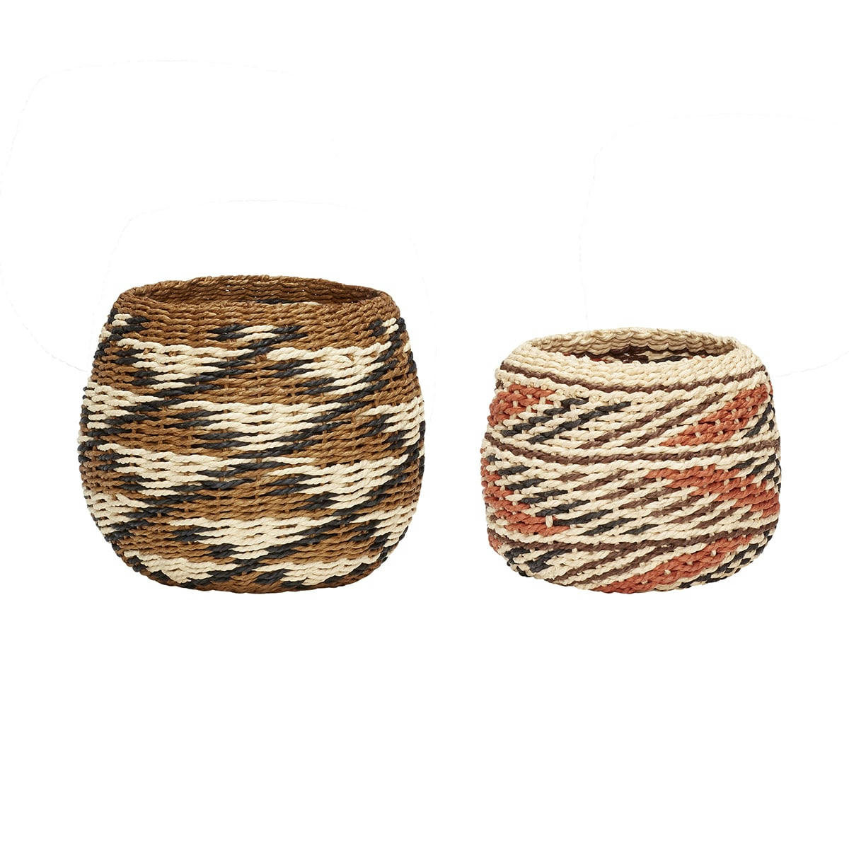 EVOKE - Panier en rond marron noir et orange (x2)