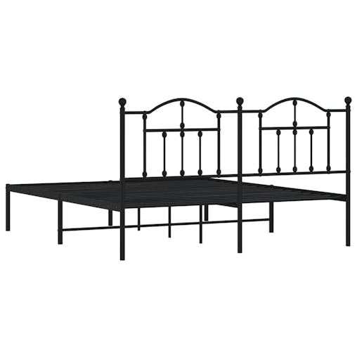 NNEVL Metal Bed Frame with Headboard Black 183x203 cm King