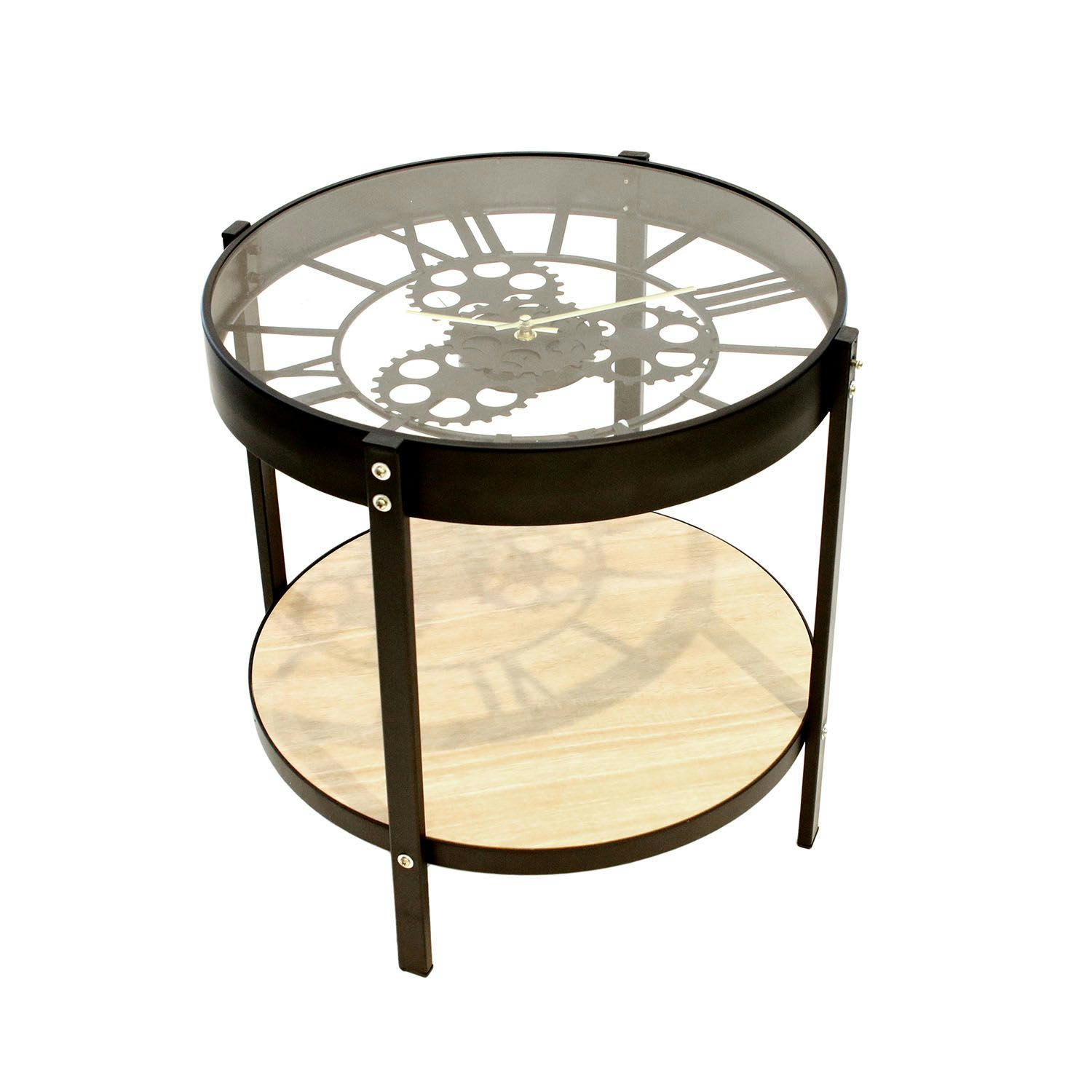 HORLOGE - Table d'appoint horloge noir
