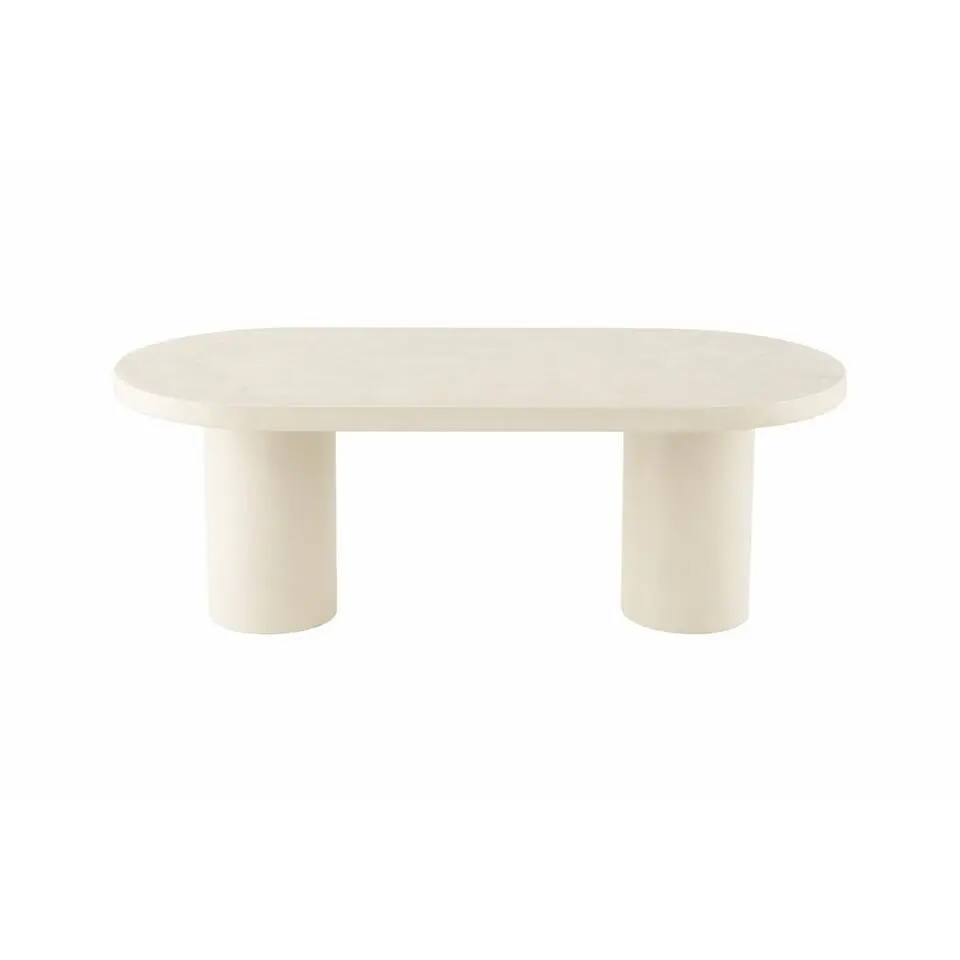 Mangohoutonline - Eettafel Capsule Savannah Microcement Cilinderpoot 180cm Wit