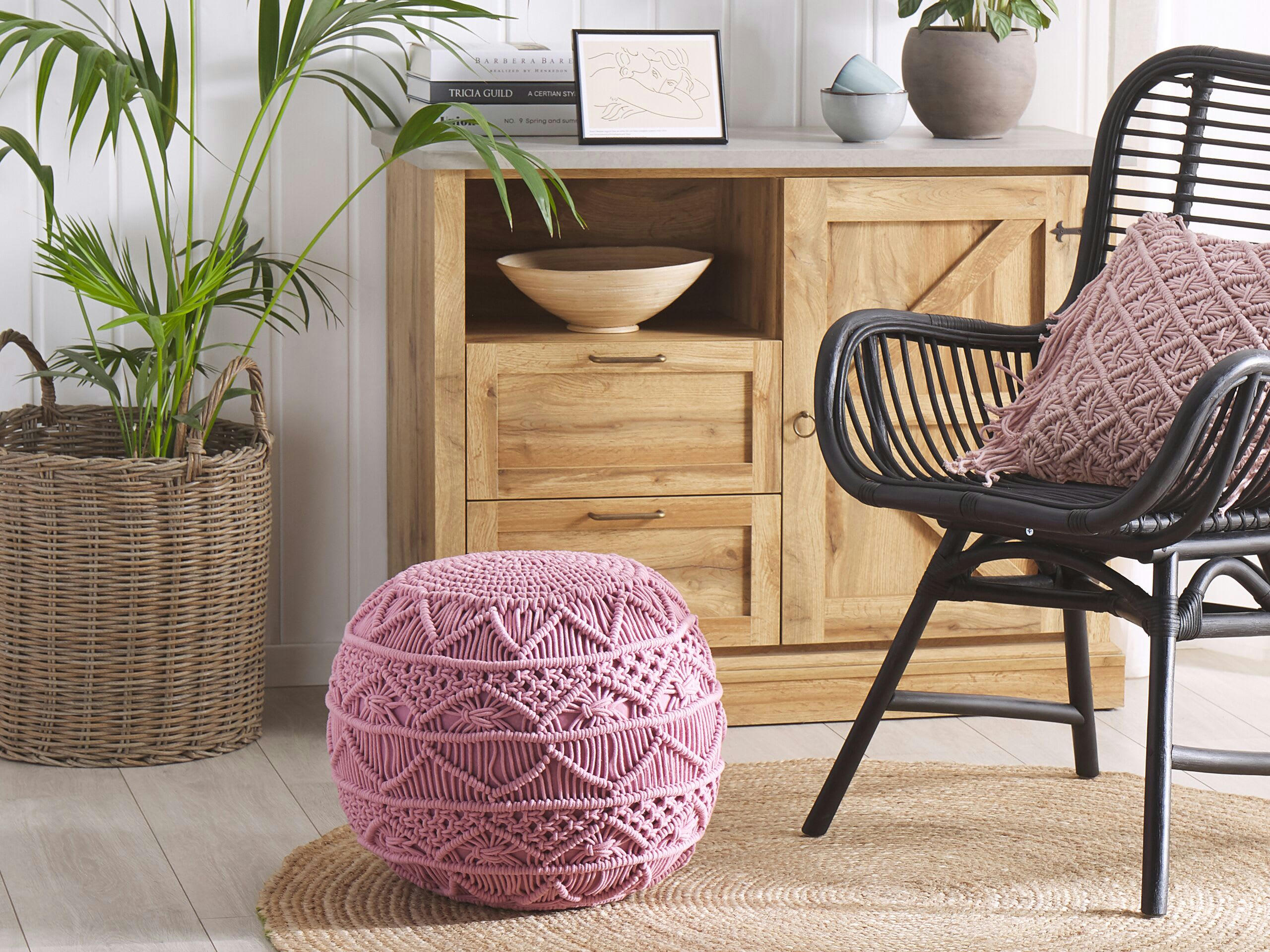 KAYSERI - Pouf en coton rose ⌀ 40 cm