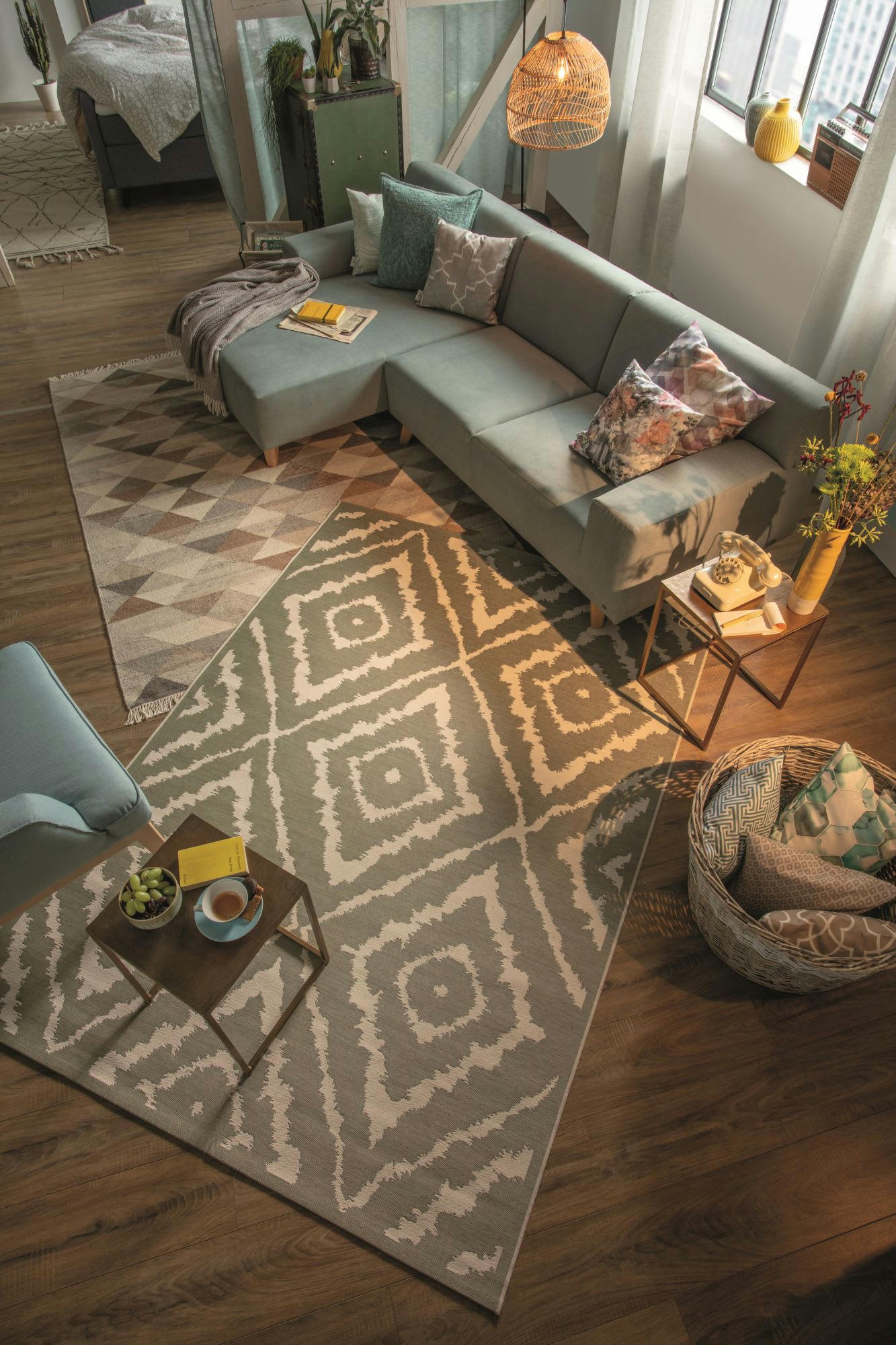 GARDEN - Tapis moderne outdoor d'extérieur tissé plat vert 70x120