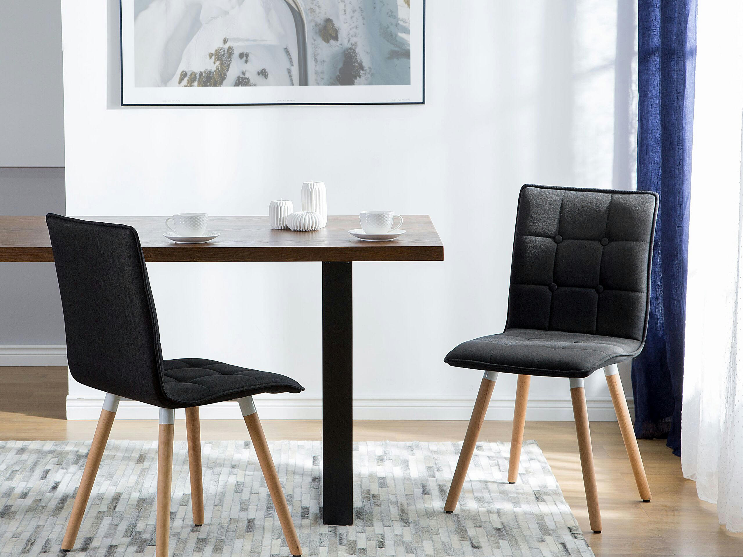 BROOKLYN - Lot de 2 chaises en tissu noir