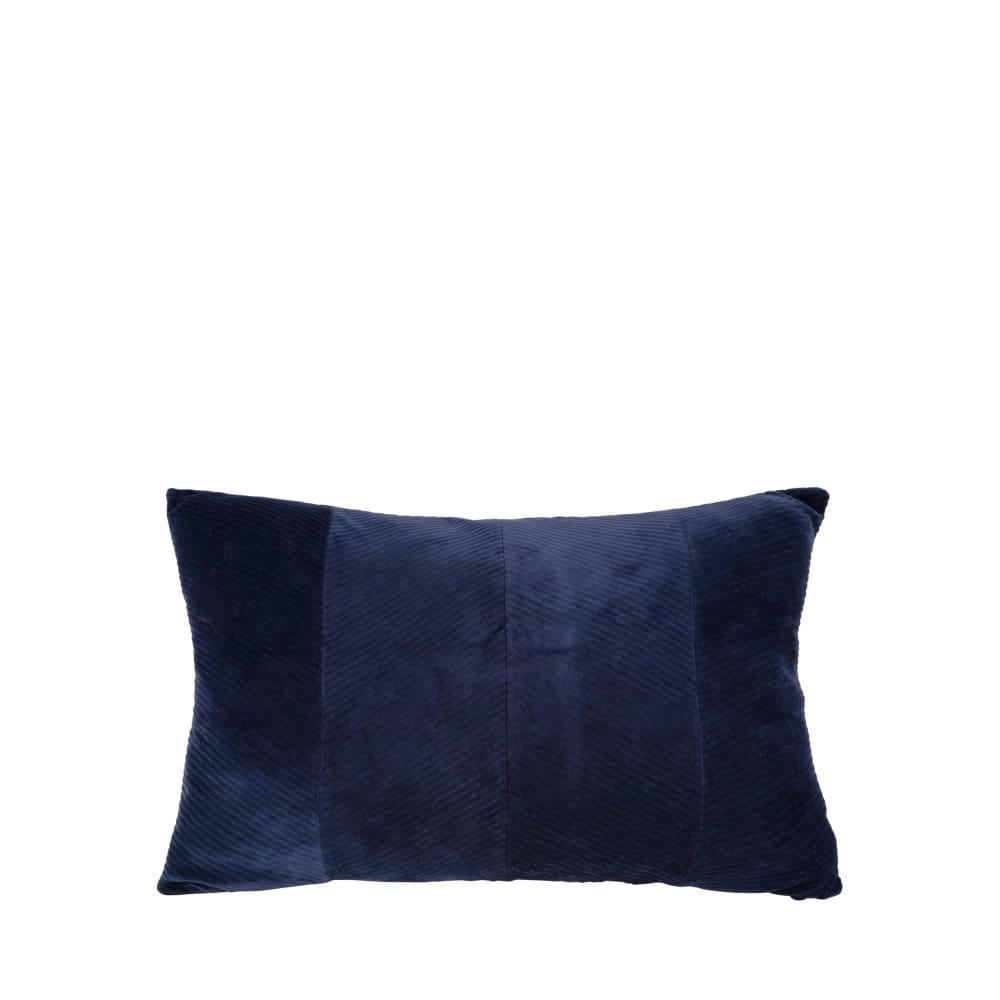 RIBBED - Coussin en velours à motifs chevrons 40x60cm bleu marine