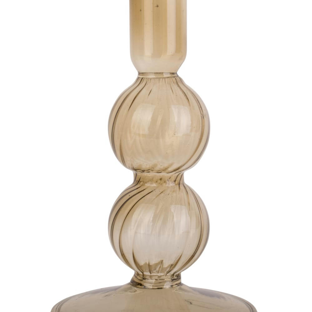 - Bougeoir en verre marron H16cm