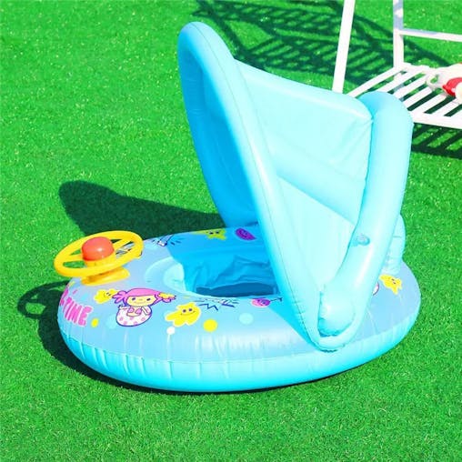 NNEOBA Baby Swim Ring Inflatable Seat with Sunshade(Blue)