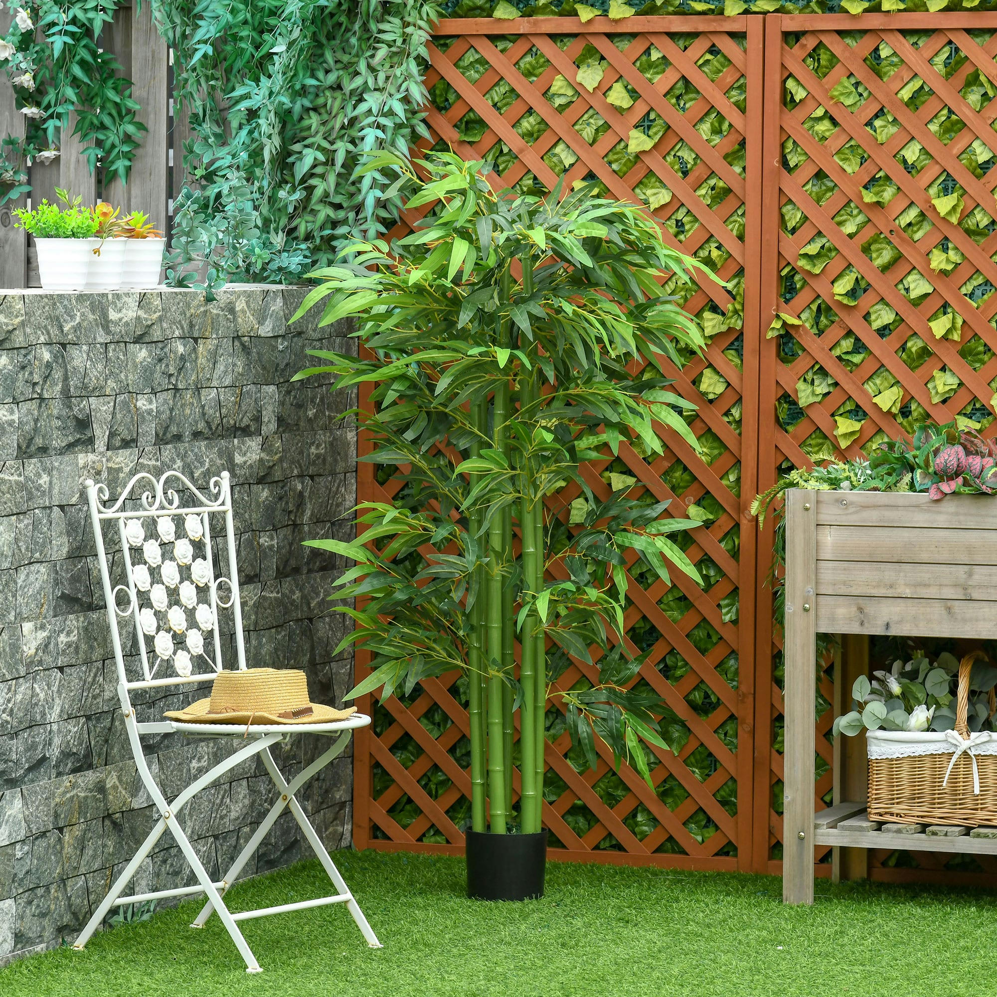 - Bambou artificiel XL 1,60H m 975 feuilles denses réalistes pot inclus