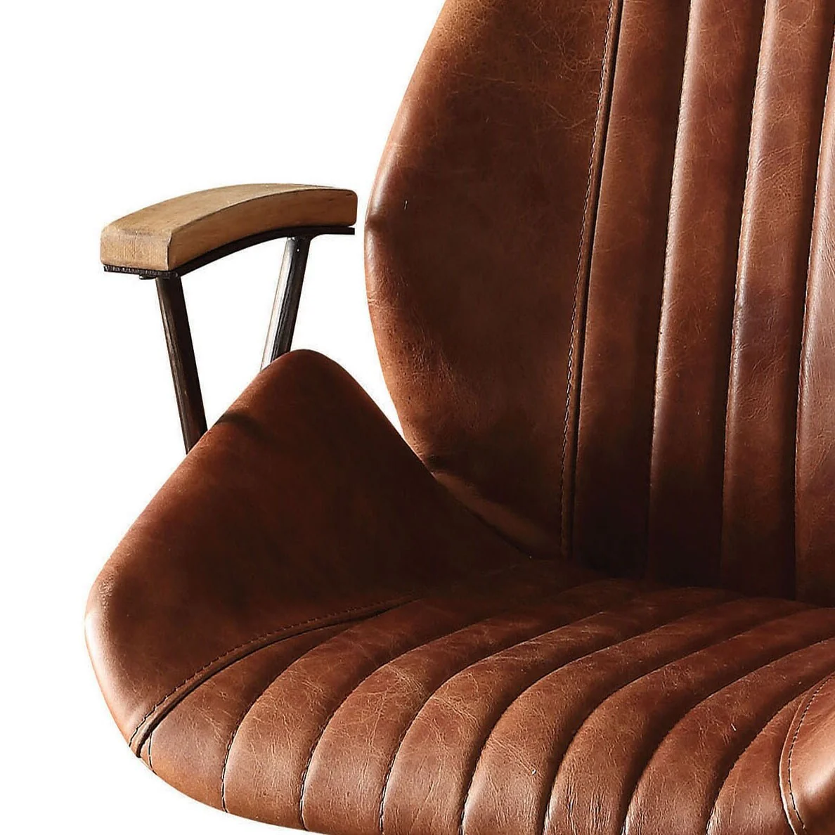 Home Office Chair with Rolling Swivel Wheels, Leather Task Chair with Armrests, Computer Desk Chair with Lumbar Support - N/A