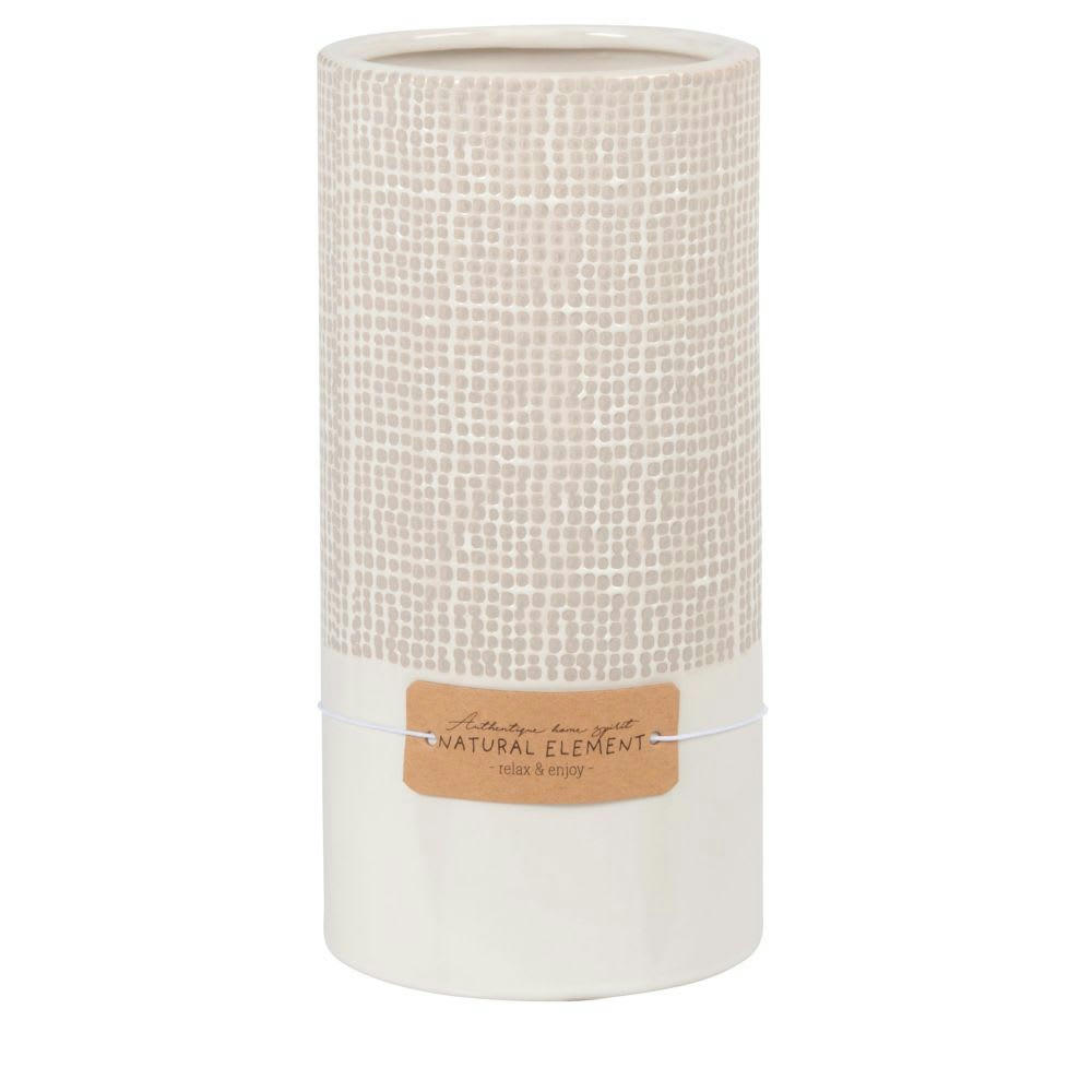 - Vase en grès beige à motifs H21