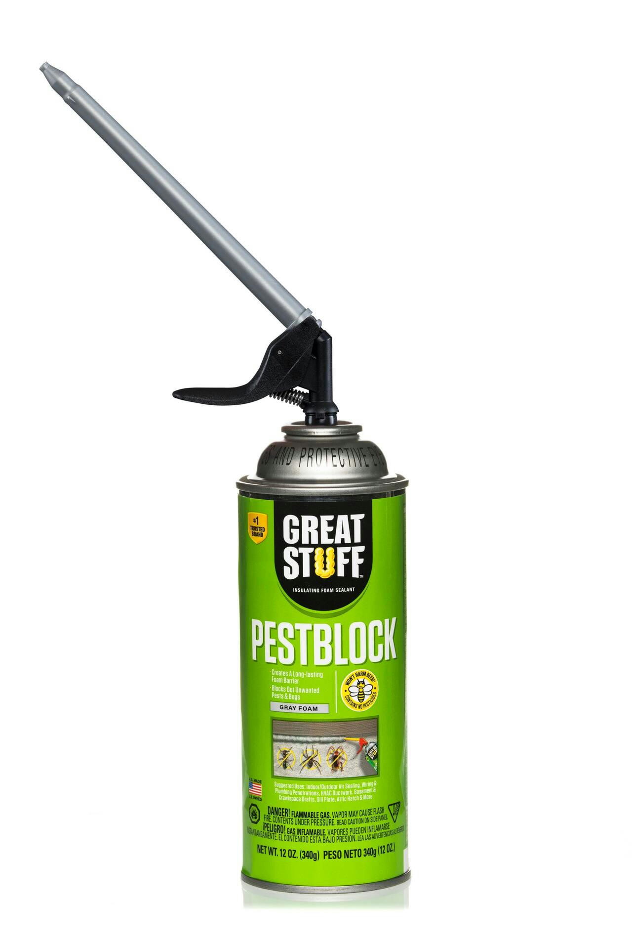 Great Stuff PestBlock Insulating Foam Sealant with Smart Dispenser, Indoor/Outdoor Use, 12-oz