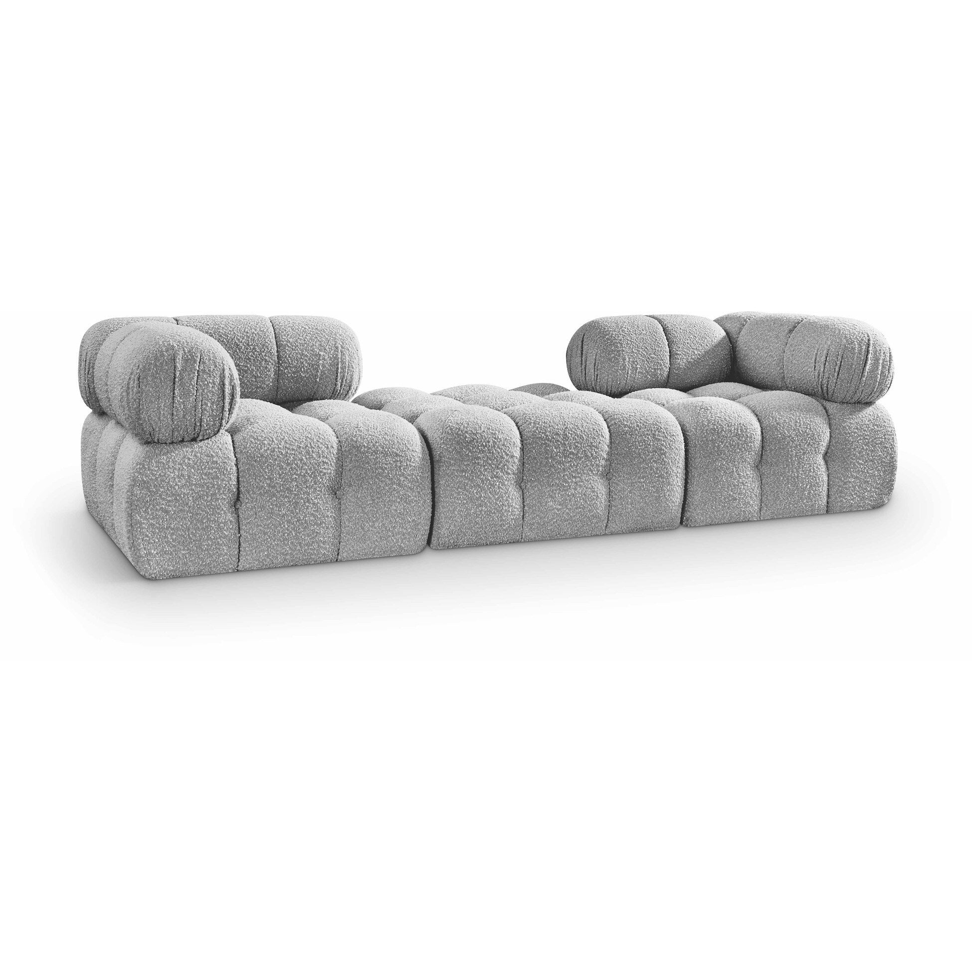 Ames 102 Boucle Fabric Upholstered 3pc. Modular Sofa