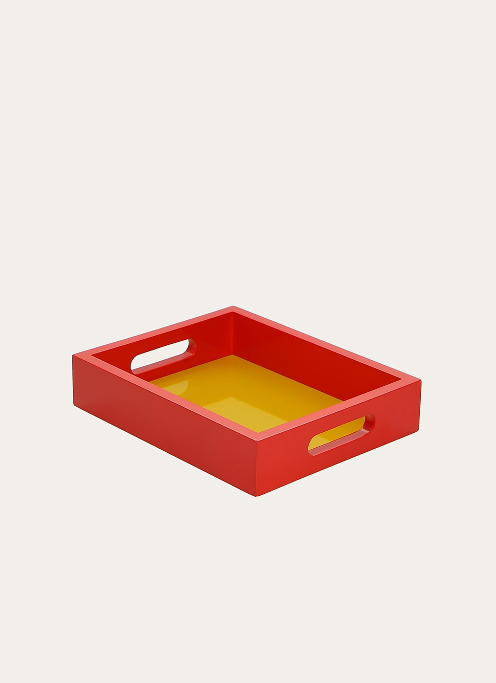 PETIT PLATEAU EN BOIS LAQUÉ rouge