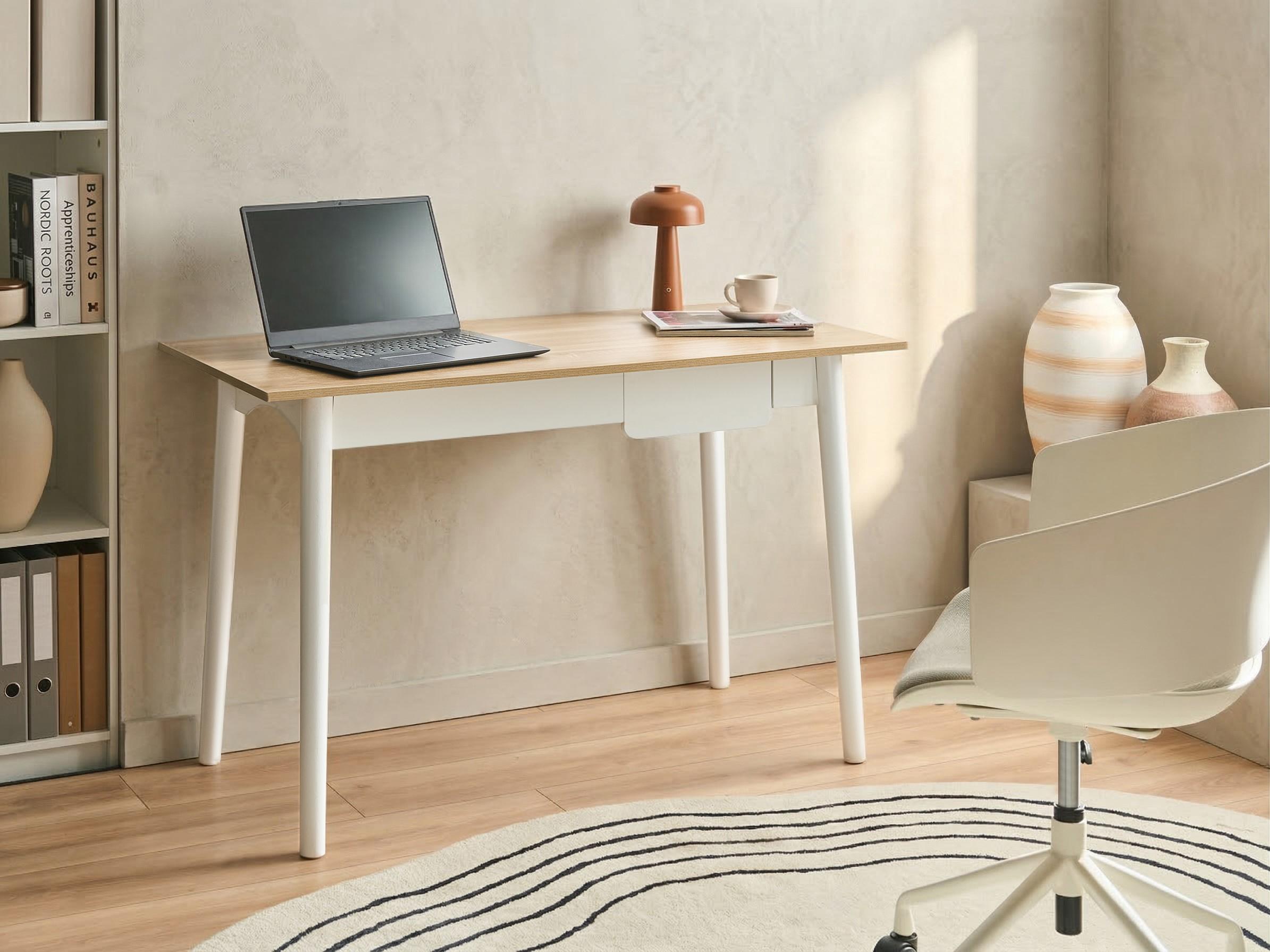 Home Office Desk VITRION Light Brown/ White 120 cm 60 cm