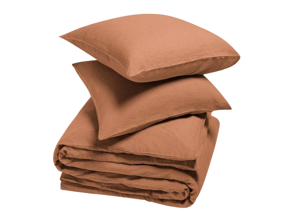 Yumeko dekbedovertrek gewassen linnen terracotta 240x220   2/60x70