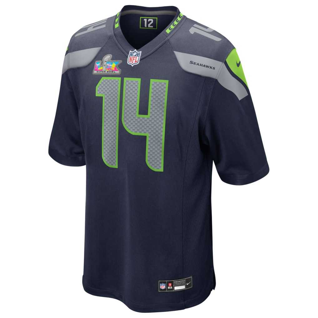 Men's Seattle Seahawks Sam Darnold Nike College Navy Super Bowl LX Patch Game Jersey