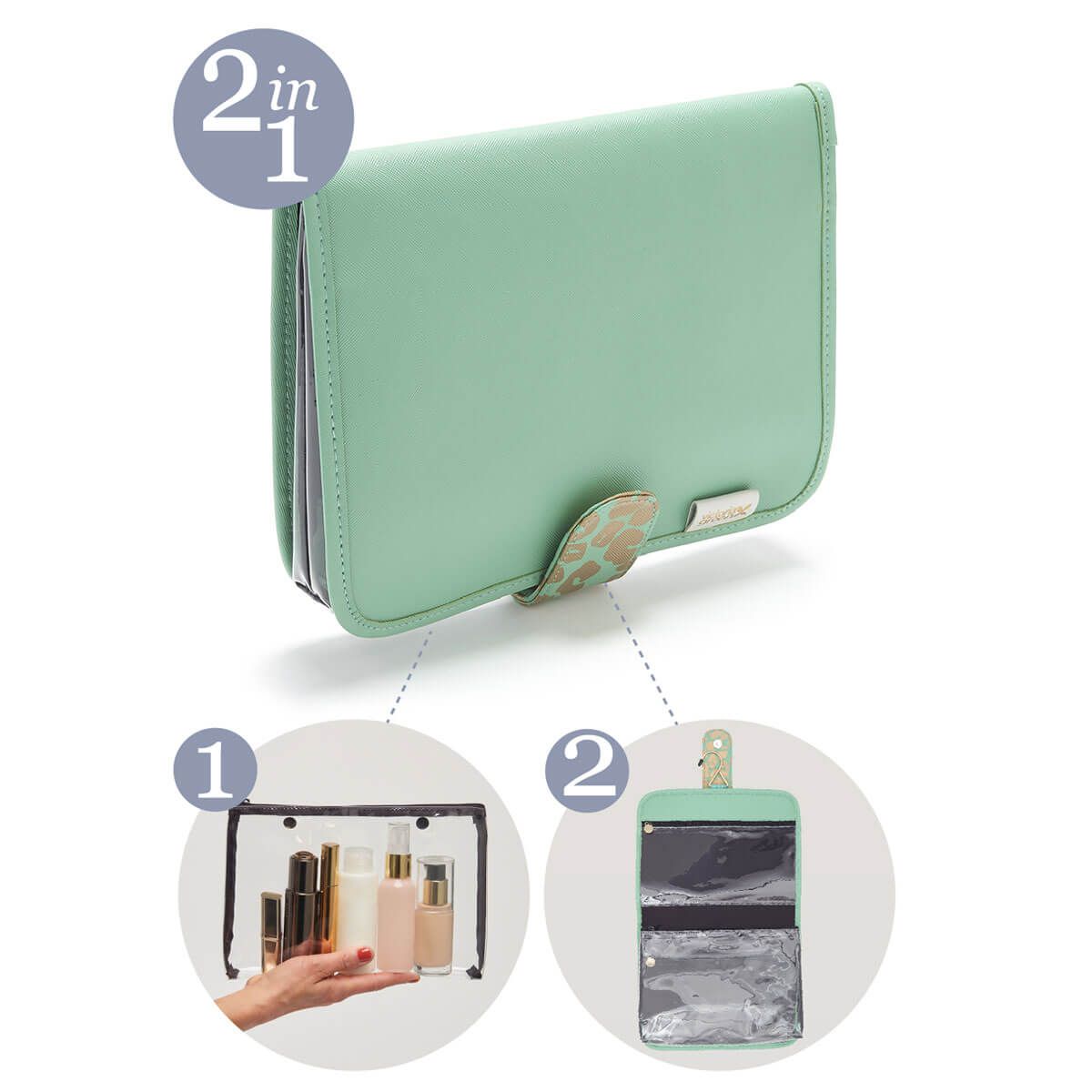 Victoria Green Kate Hanging Beauty Bag in Leopard Jade