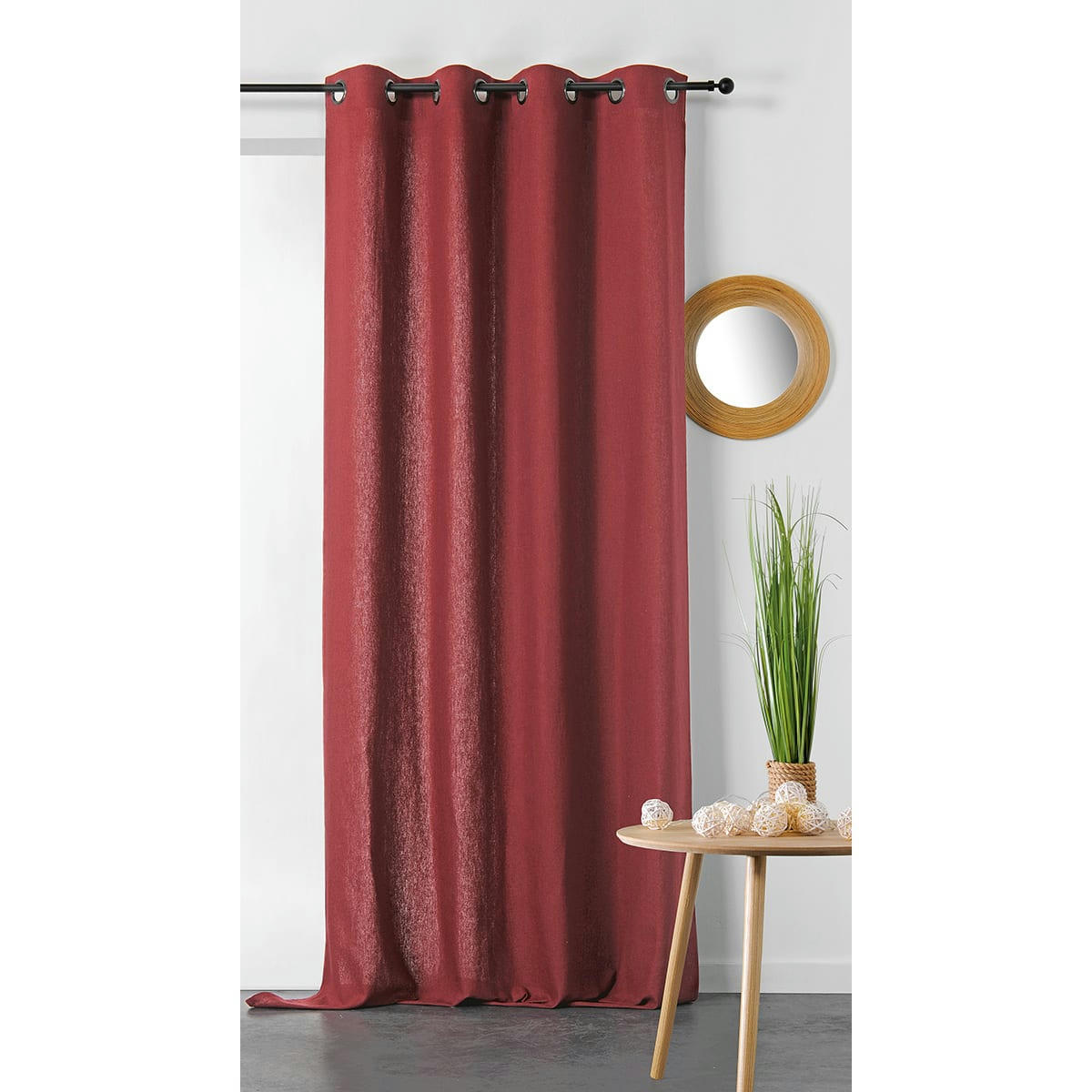 - Rideau en coton et chanvre rouge 135x240 cm