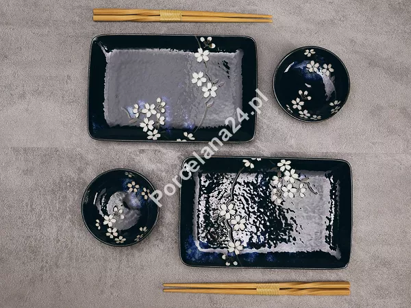 Zestaw do sushi dla 2 osób (4 el.) z pałeczkami Tokyo Design Studio - Sakura Cobalt Blue 33821