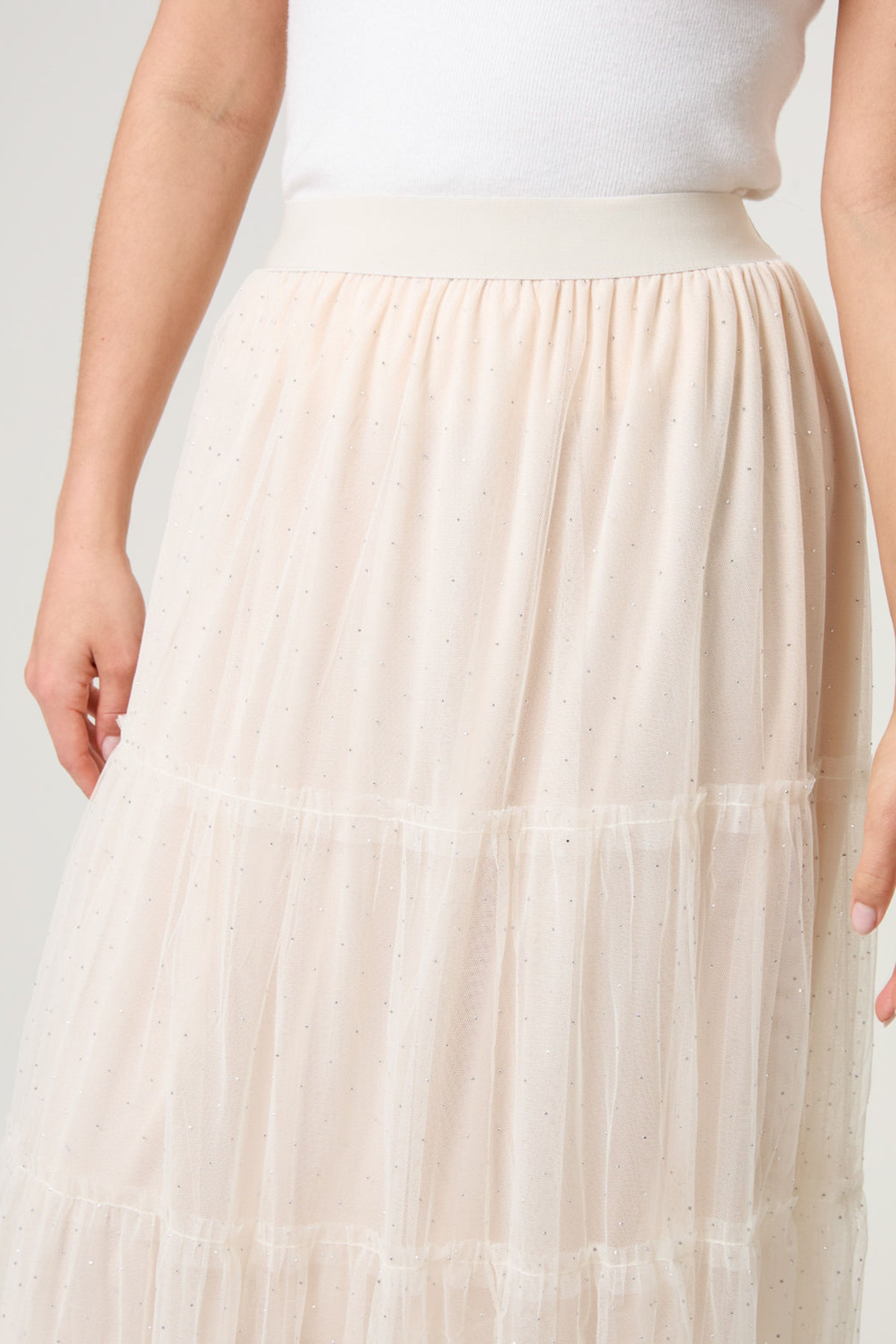 Blue Vanilla Off White Long Layered Skirt