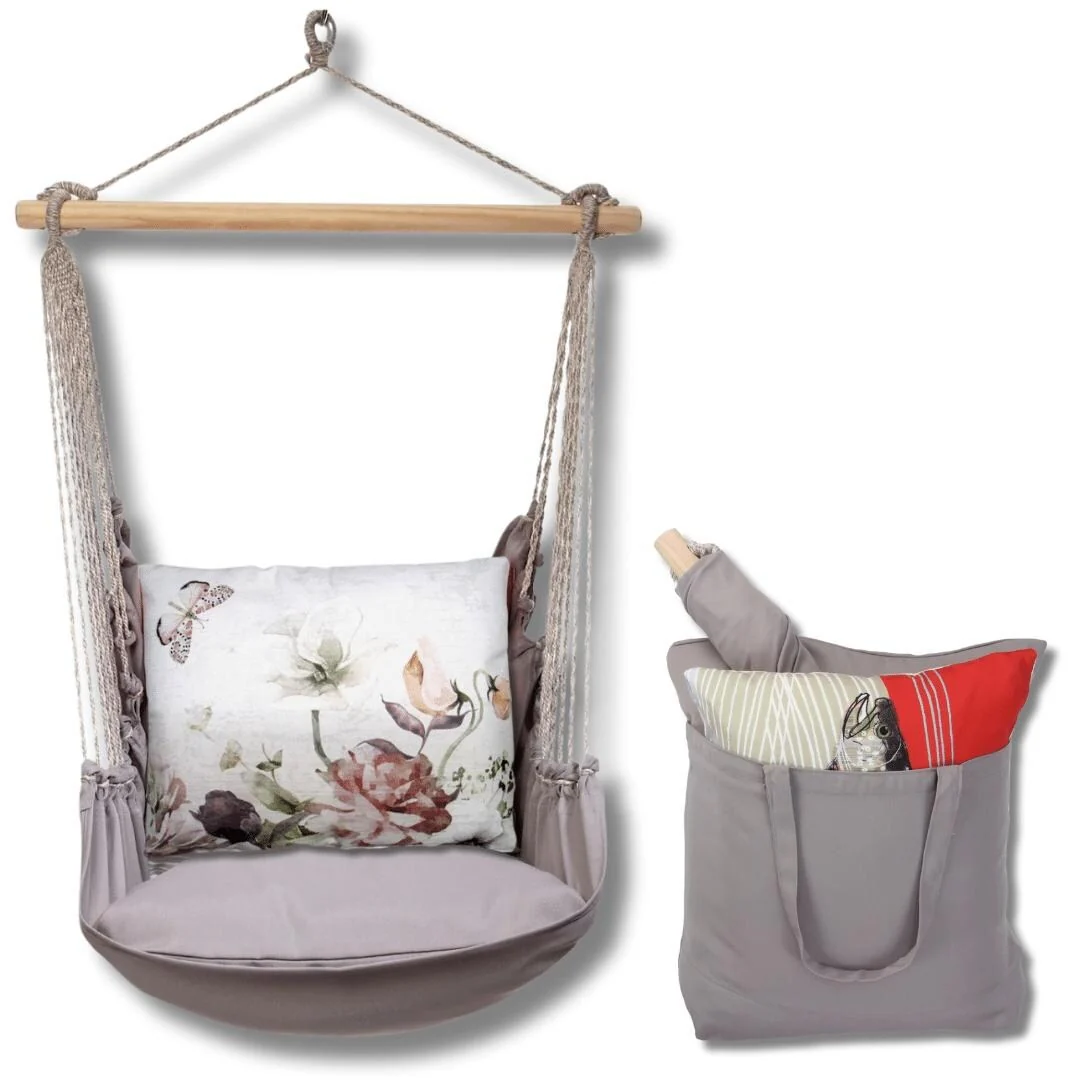 Magnolia Casual Swing Set 4 piece - Gray Solid w/ Boho Wildflowers