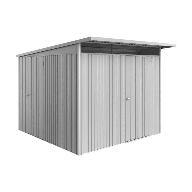 Abri de jardin en métal AvantGarde Eco 1 porte argenté 2,6 x 3 x 2,18 m BIOHORT