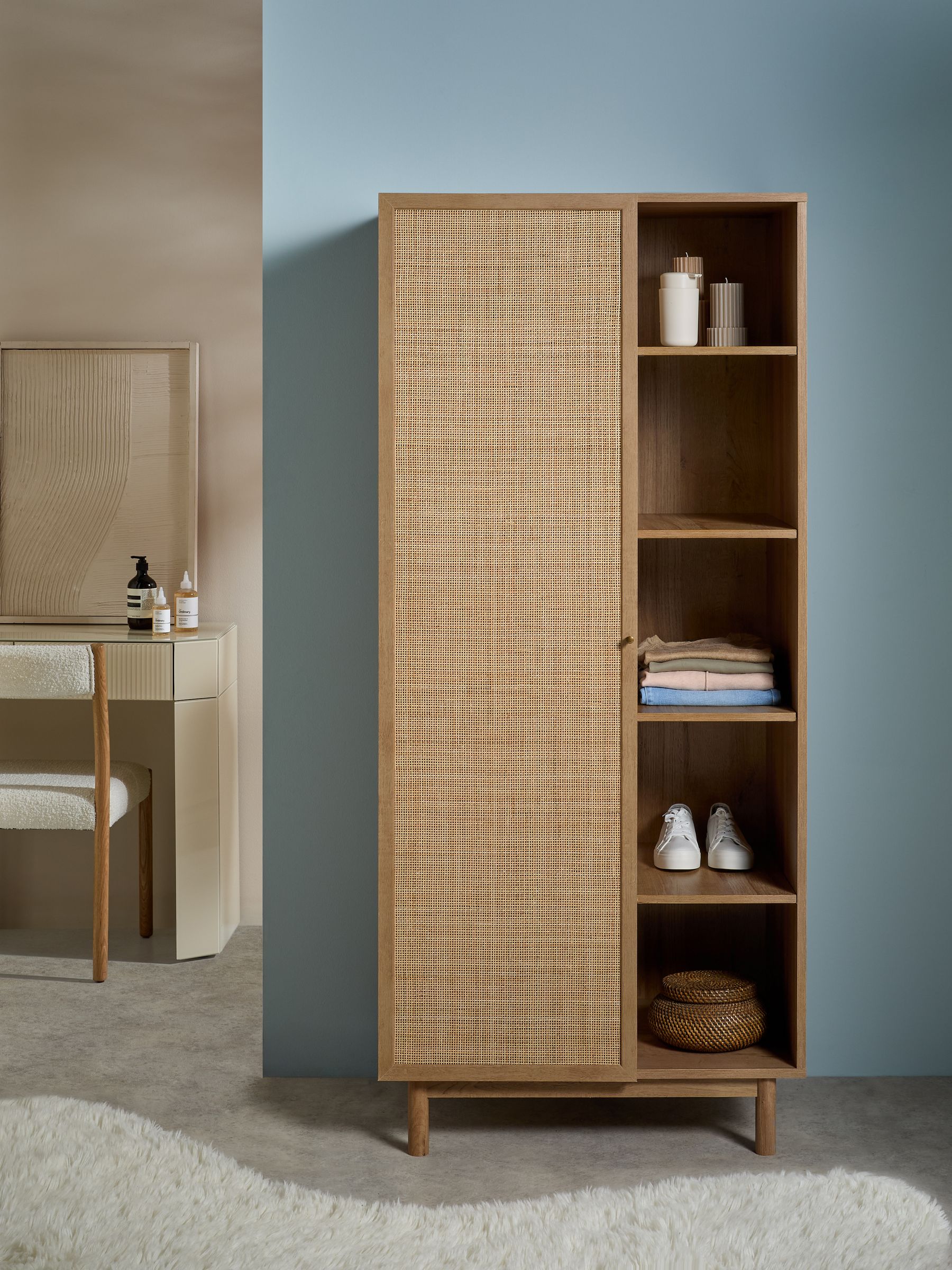 Pavia Rattan Double Wardrobe in Oak Effect