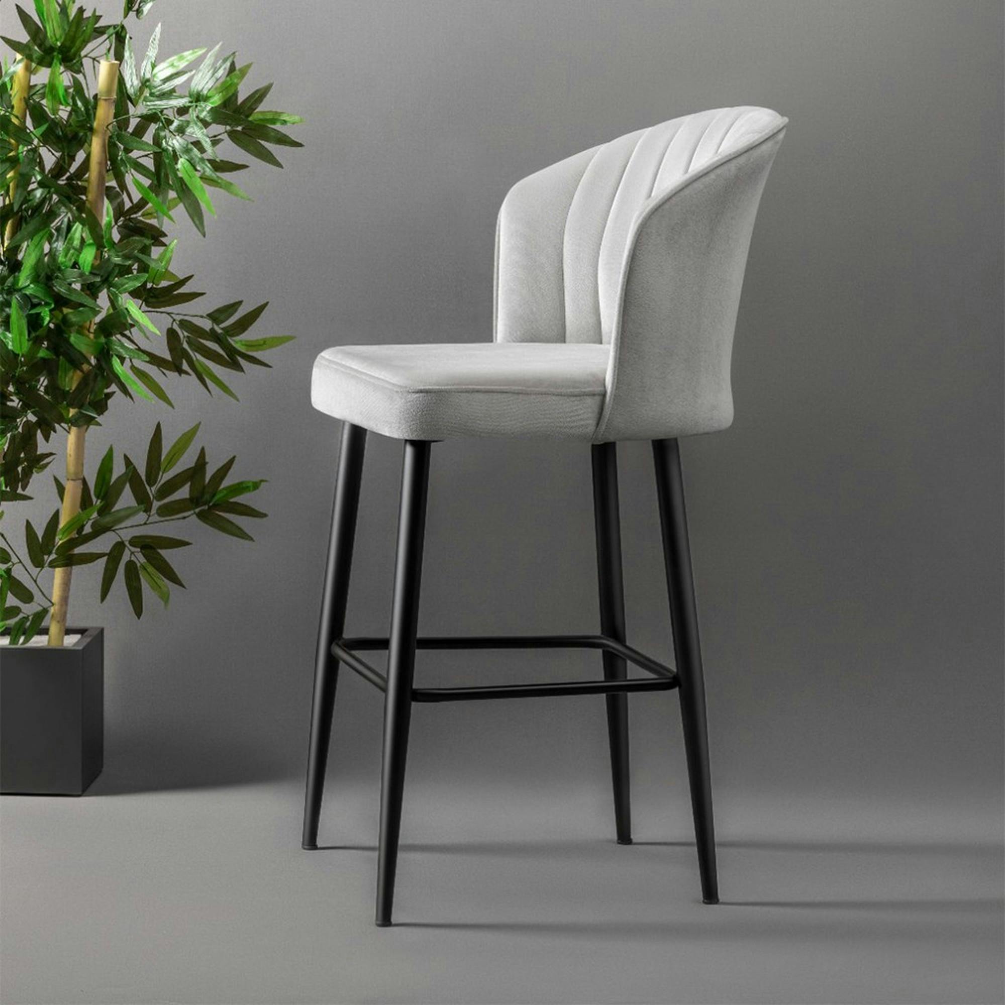 Tabouret de bar en velours écru 65 cm (lot de 2) ROSARIO