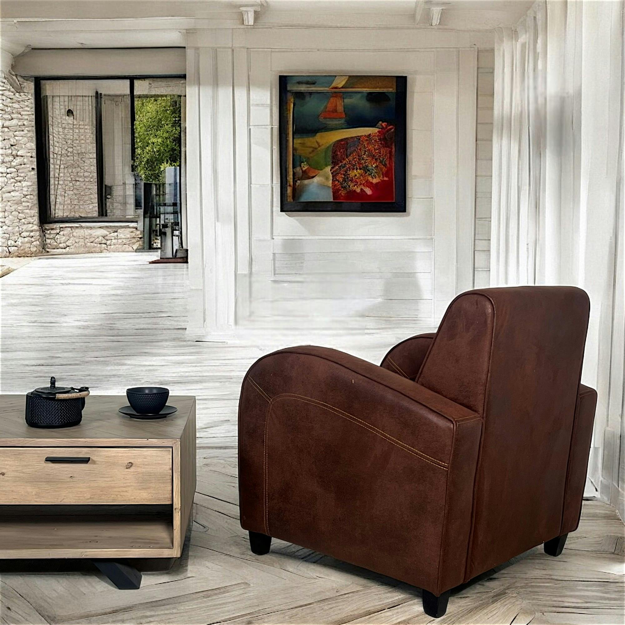 Fauteuil ELIOT MICROFIBRES HAVANE