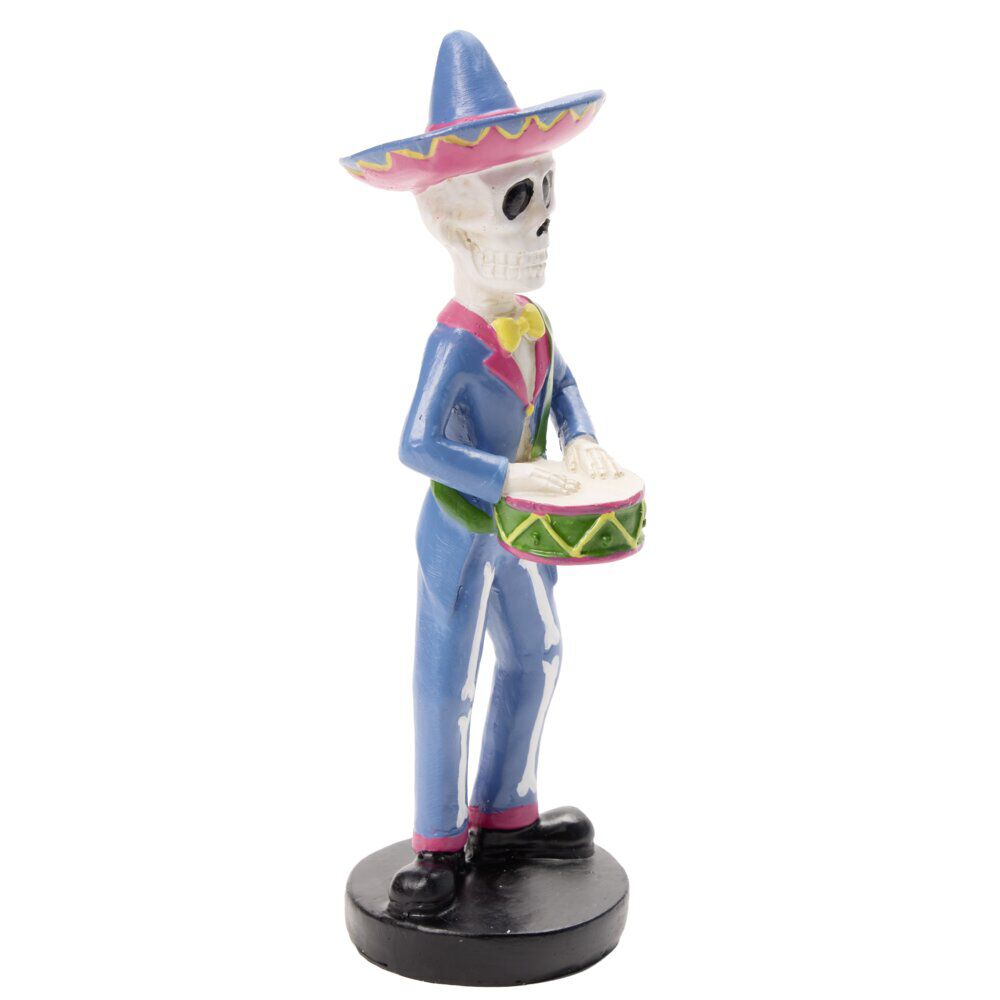 Figurine couple mexicain Halloween Calavera résine Ø5,5xH16,5cm (2 modèles)