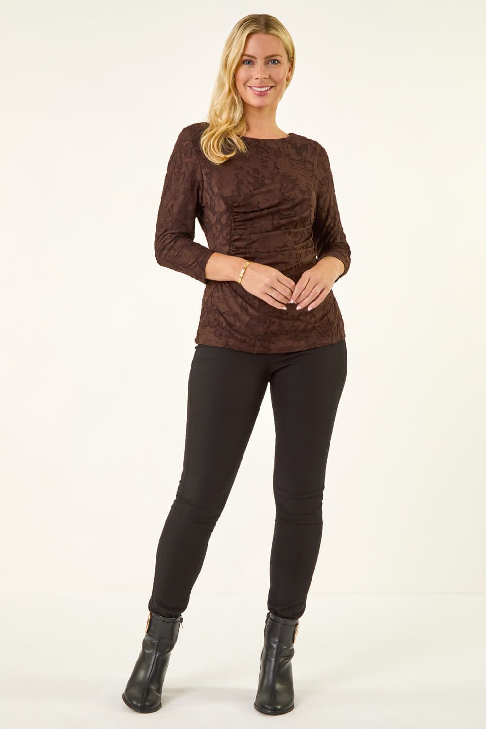 Roman Petite Ruched Side Jacquard Top