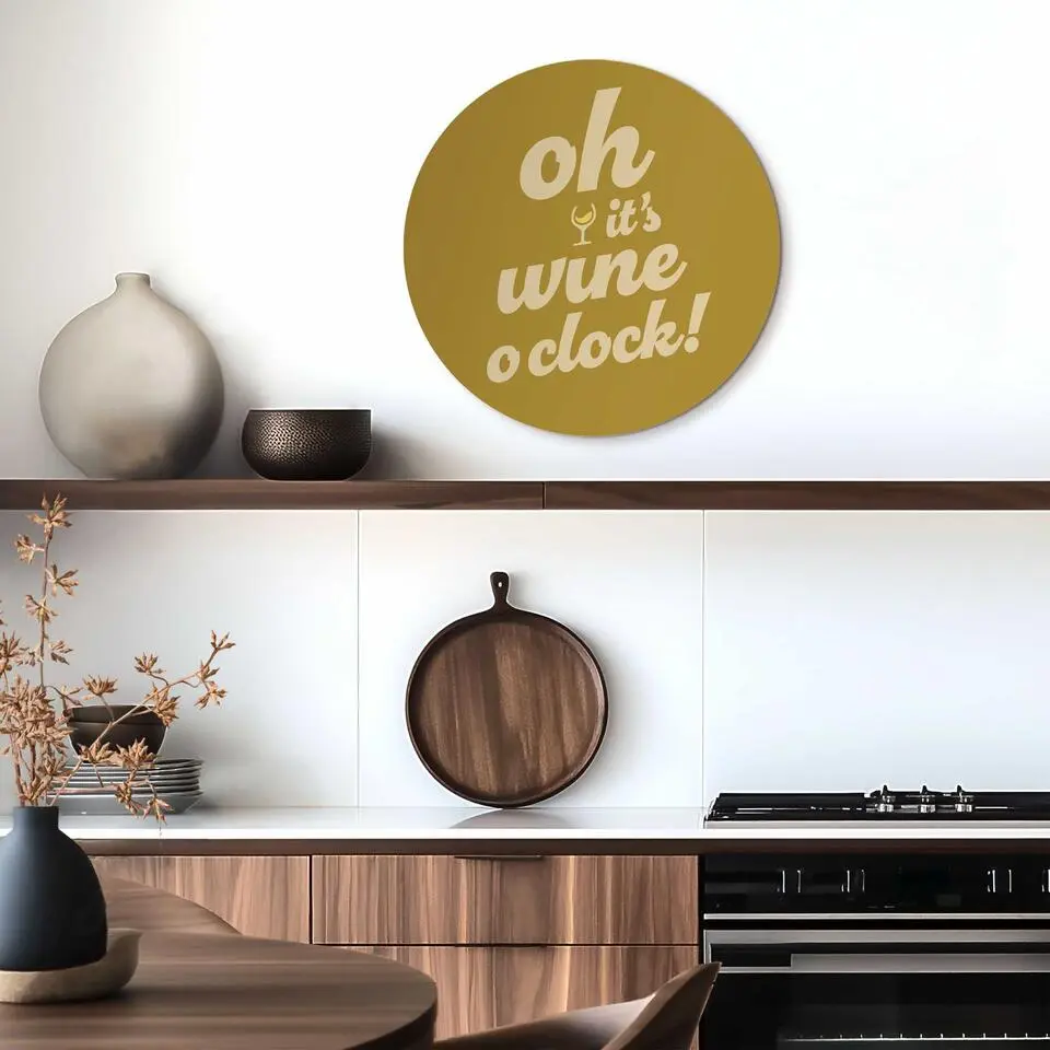 Glasschilderij Tijd voor wijn - &Oslash; 50 - Geel