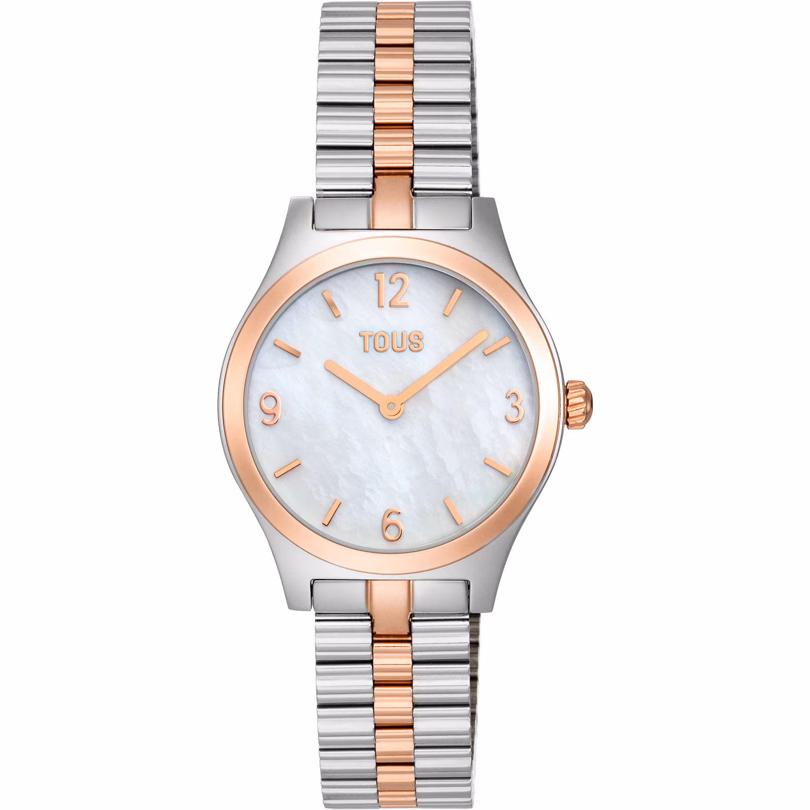 Reloj analógico con brazalete de acero, acero rosado y esfera de nácar EPIC ICON