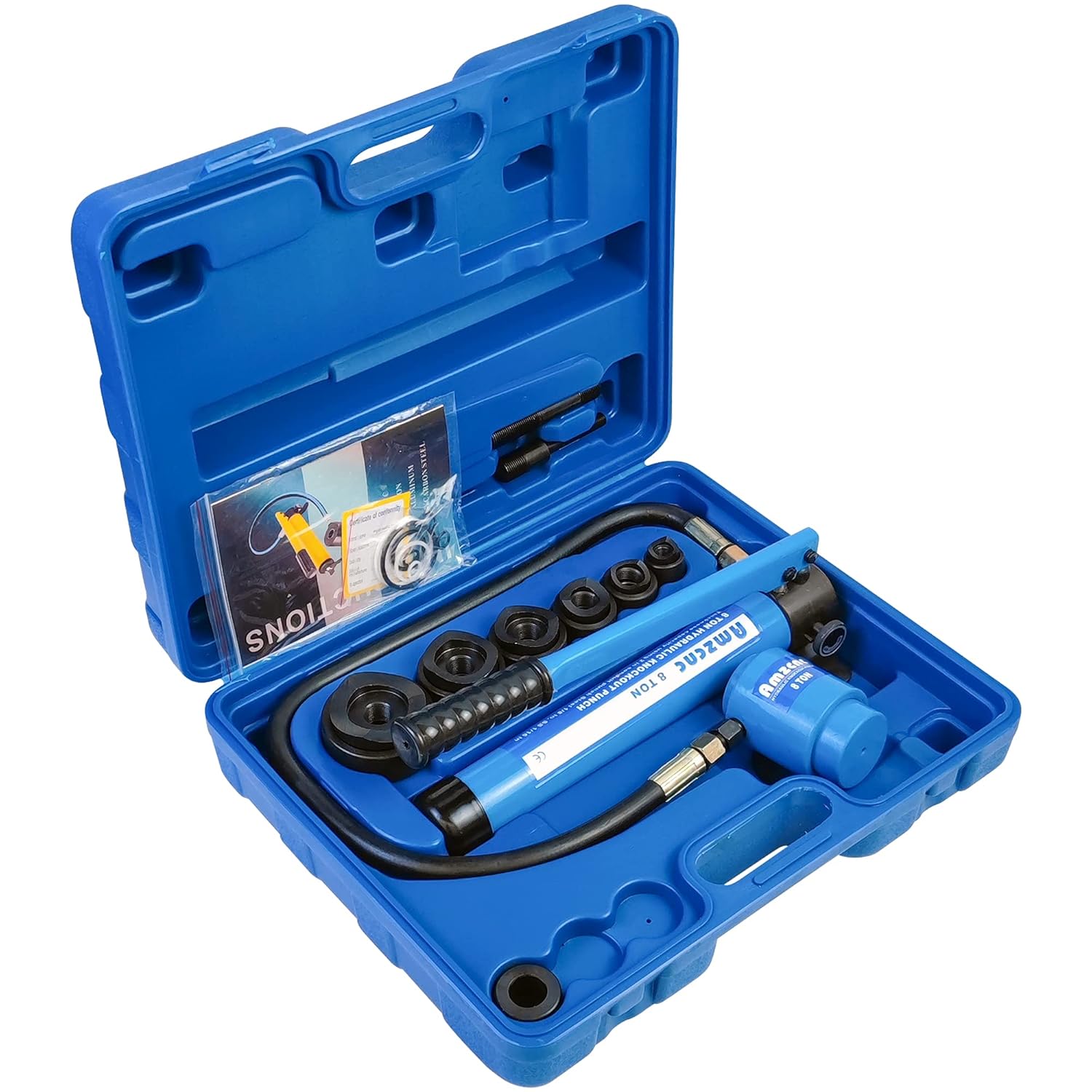 AMZCNC Hydraulic Knockout Punch Electrical Conduit Hole Cutter Set KO Tool Kit 1/2 to 2 inch (8T(1/2-2)), Alloy Steel